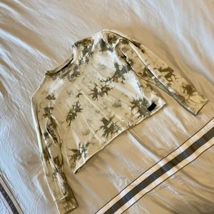 DKNY sweat shirt, size small, military green & white